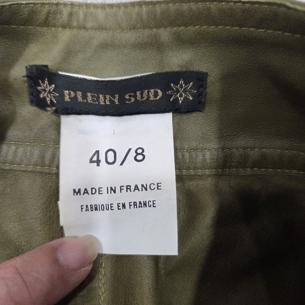 Rare Plein Sud Leather Olive Green  Button-Up Pant Set - Picture 15 of 16